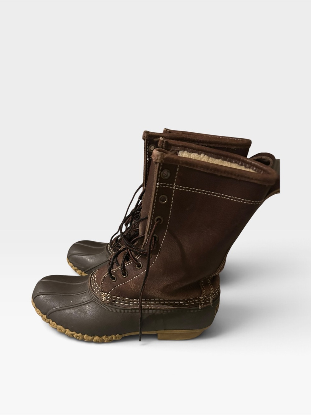 L.L. Bean Brown Waterproof sherpa lined Lace-Up Winter Boots size 8